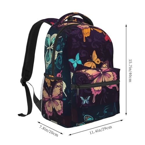Casual Backpack for Women Men Color butterfly pattern Lightweight Daypack Large Capacity Nurse Bag2