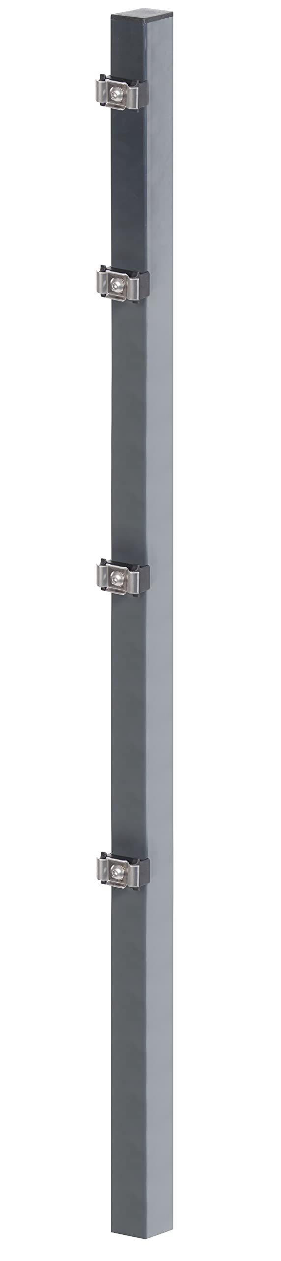 Alberts 677909 Zaunpfosten mit Klemmlasche und Zubehör | feuerverzinkt, anthrazit kunststoffbeschichtet (RAL 7016) | Länge 1200 mm | 60 x 40 mm