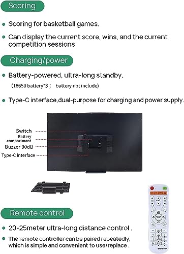 Marcador digital LED, marcador electrónico portátil de 15 dígitos con control remoto para baloncesto y fútbol, alimentación dual miniatura 5