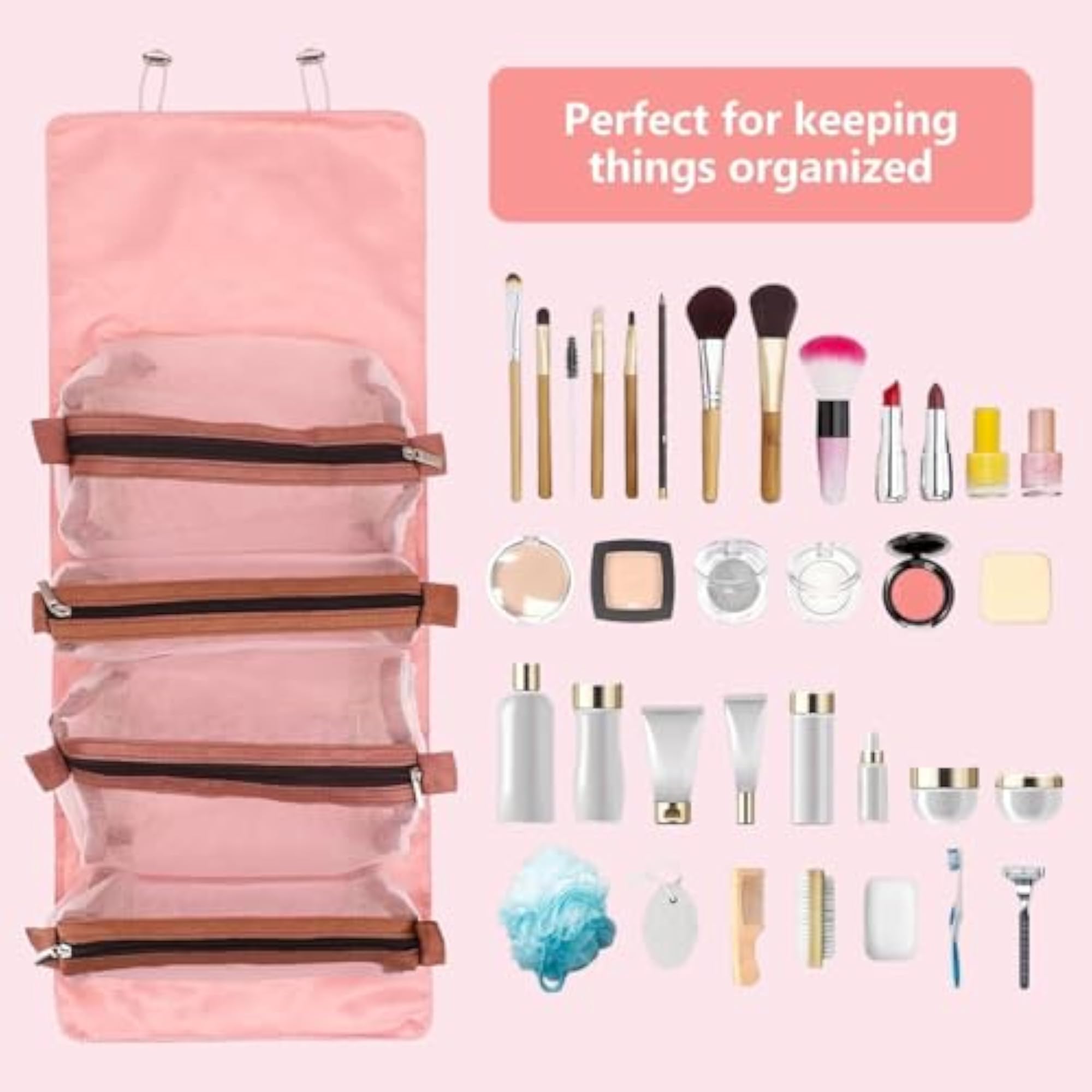 Nylon 4 in 1 Travel Toiletry Makeup Cosmetic Organizer Pouch
