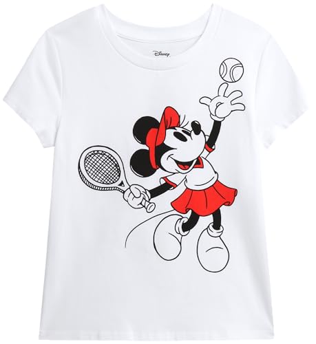 Image of Disney Girls Minnie Mouse and Lilo Cotton Blend Crew Neck Graphic T-Shirt | Officially Licensed, Soft Feel, Relaxed Comfy Fit Kids Love, Fun Character Prints, Great for School, Play and Everyday
