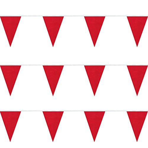 Flag and Banner International Signal Pennant - Nautical Pennants | Official Design | Decorative Maritime Outdoor Decor | Parties, Boats, Restaurants, Docks | Made in USA - Red String of Large Pennants (120 ft.)