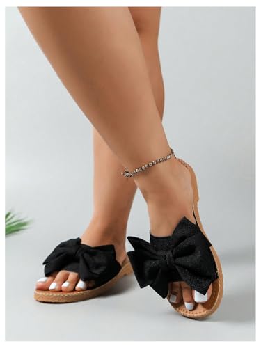 Image of GORGLITTER Women's Bow Flat Sandals Open Toe Slip On Slide Slipper Shoes