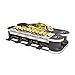 SUNTEC Raclette Grill RAC-8069 Flex8 metal/stone – barbecue da tavolo mini per 8 persone – set con 8 padelle + 8 spatole – griglia doppia + piastra in pietra – con supporto girevole – 1400 watt