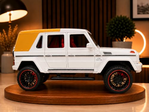Image of Thywill Solutions Mercedes AMG G63 G-Wagon RC Car for Kids | 1:32 Scale 4WD Remote Control Off-Road Toy Car with Rechargeable Battery | Openable Doors & Light (White)