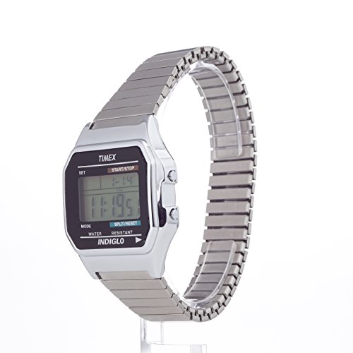 Timex Men Classic Quartz Watch with LCD Dial Digital Display and Stainless Steel Bracelet