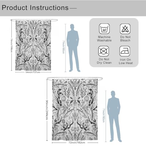 Rideau de douche extra long contre les éclaboussures, tissu imperméable noir de 243 cm - 4