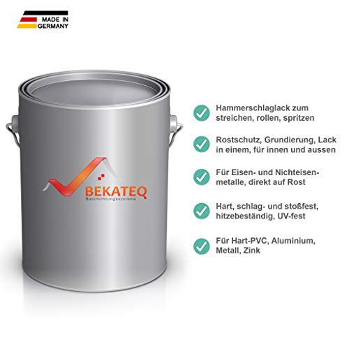 BEKATEQ Hammerschlaglack Grün, 2,5 Liter I 3in1: Rostschutz, Grundierung & Lackierung für innen & außen I… – Bild 4