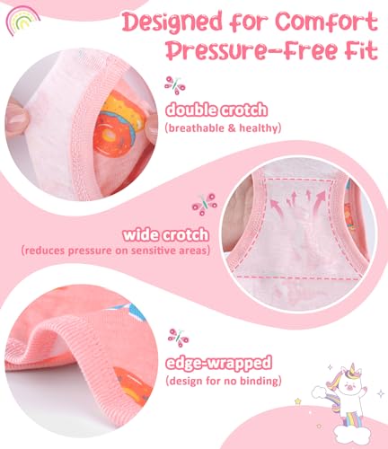 Girls and Toddlers 100% Cotton Underwear Tagless Soft Panties Size 2-3T,4-5T,6,8,10,12 (6-Pack)4