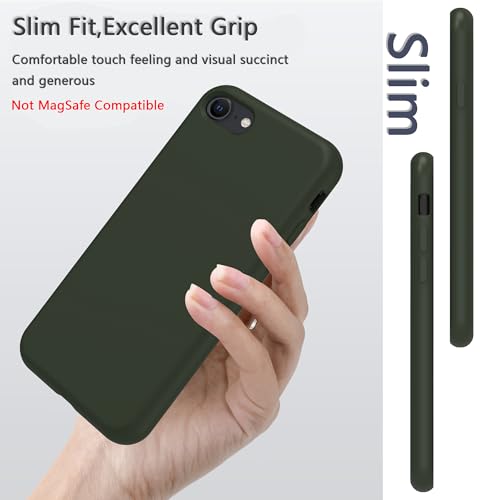 Image of iPhone SE /8 /7 Case Silicone,Soft Microfiber Lining(Blackish Green)