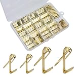 WISYOK 120pcs Picture Hangers, 2 Sizes Picture Hanging Kit Including 30lb/50lb Hooks with Nails, Heavy Duty Picture Frame Mirror Hanging Hardware on Drywall Wooden Wall (Gold)
