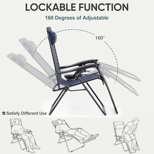 image for Smug Zero Gravity Chair Set of 2, Outdoor Lounge Chairs, Portable Fold