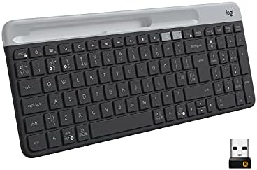 Logitech K580 Slim Multi-Device Wireless Keyboard Bluetooth/Receiver, Compact, Easy Switch, 24 Month Battery, Win/Mac, Desktop, Tablet, Smartphone, Laptop Compatible - Graphite