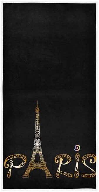 QUGRL Paris - Toallas de mano de cocina de torre Eiffel, toalla de mano de color dorado y blanco para decoración de baño, 16 x 30 pulgadas, toallas