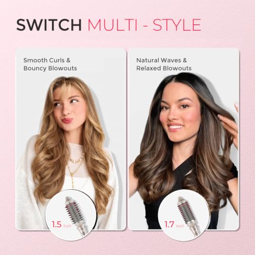 Image of TYMO Thermal Brush Curling Brush - STYLUX 1.5 Inch Blowout Volumizer with Flexi-Fit for Hair Straightening, Heated Round Styler Tool, Hair Straightener and Curler 2 in 1, Dual Voltage, Gold