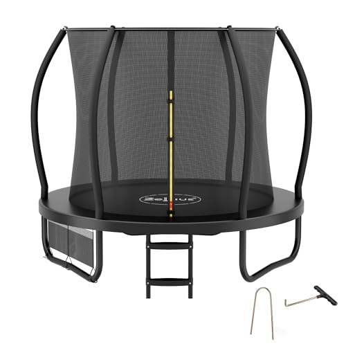 Zelsius Trampoline noir pour l'extérieur | Trampoline d'extérieur avec filet de sécurité, échelle et sac à chaussures | Trampoline pour le sport et les loisirs...