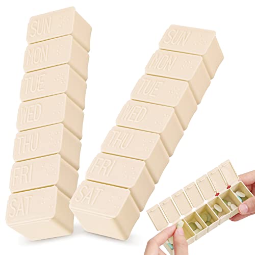 Luokeily Pillendosen, 2pcs Wöchentlich Pillenbox Organisator Pillenbox tragbarer 7-Tage-Pillen-Organisator, 7 Raster wöchentliche Pillenaufbewahrung (apricot) Cover