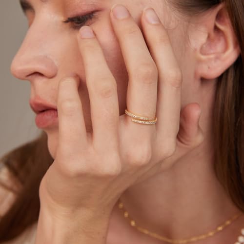 14K Gold Plated Cubic Zirconia Open Twist Eternity Band for Women Moissanite Gold Open Crossover Wedding Bands Adjustable Rings for Women4