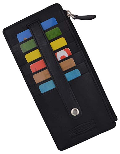 Marshal Leather All in One Card Case Holder Slim Wallet With a Card Protection Strap (Black)4