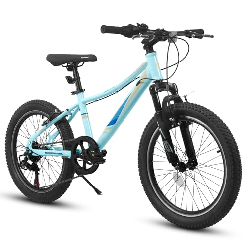 MCFANSHOU 20 Inch Kids Bike with Front Suspension & 7-Speed Gears,The Boys Mountain Bike is for Ages 8-12 (Blue)