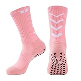 PRIOKNIKO Calcetines Deportivos Para Hombre Calcetines Deportivos Antideslizantes Calcetines De Fútbol De Baloncesto A Media Pantorrilla,Rosa,Talla Única