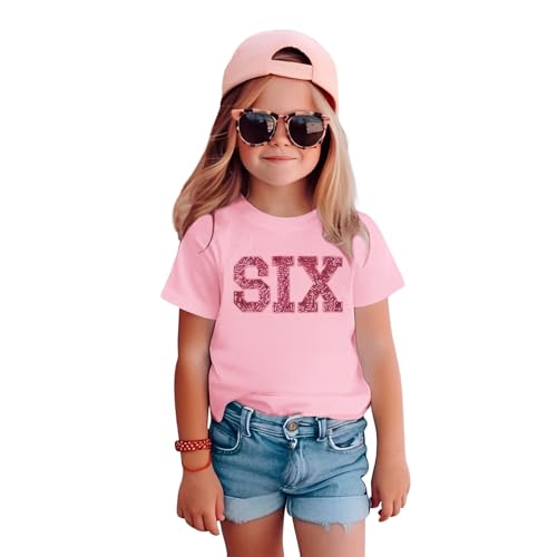 Birthday Girl Shirt 6th 7th 8th 9th Girls Birthday Tshirt Kids Bday Party Outfit Sequin Glitter Embroidery Tee Tops - Main Image