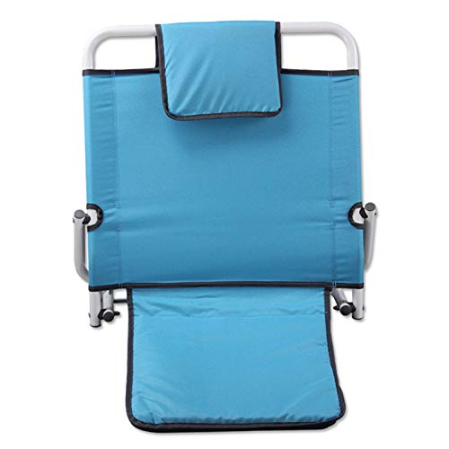 Respaldo Soporte lumbar Respaldo plegable con almohada para la cabeza Marco de respaldo para cama de ancianos para cuello Soporte para cabeza y zona lumbar Ergonómico ajustable en 7 ángulos, azul