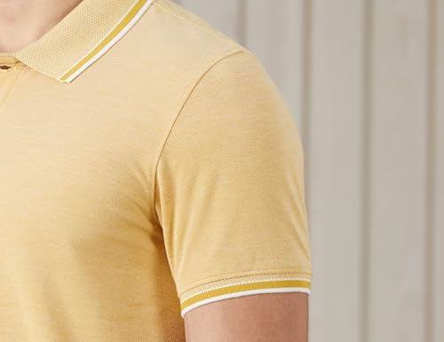 Image of Amazon Brand - Symbol Men's Cotton Rich Textured Polo Tshirts | Collar Plain Tshirts | Half Sleeves - Regular Fit (Available in Plus Sizes)