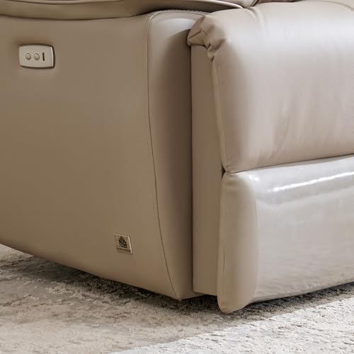 Image of Home Centre | Torino Half Leather 3+2+1 Seater Electric Recliner Set | Recliner Sofa for Living Room | Solid Wood | Grey | 2 Year Warranty