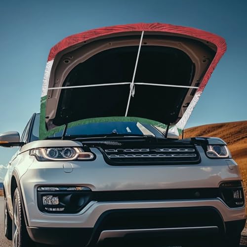 Image of Mexican Flag Car Hood Cover 59x39 inches Stretch Polyester Car Hood Flag Waterproof Automotive Exterior Accessories for Most Sedans SUV Trucks Pickup