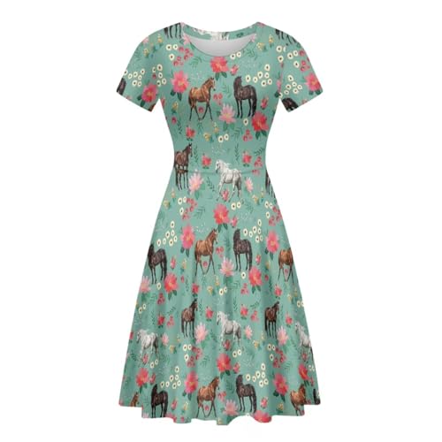 Image of Biyejit Women's Summer Casual Short Sleeve T-Shirt Swing Dress Crew Neck Plus Size S-4XL