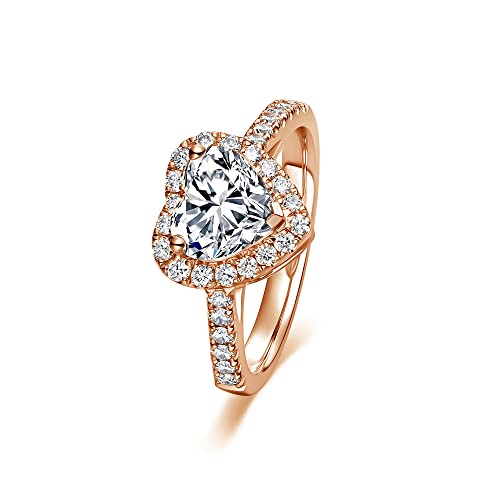 Diya Personalized 1Ct Heart Moissanite Engagement Rings For Women Promise For Her Ring 925 Sterling Silver Heart Wedding Diamond Ring Christmas Valentine's Day Anniversary Gift For Wife Mother,7 #TOP6