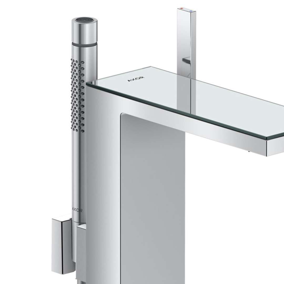mitigeur bain/douche, set de finition pour montage au sol chromée/miroir