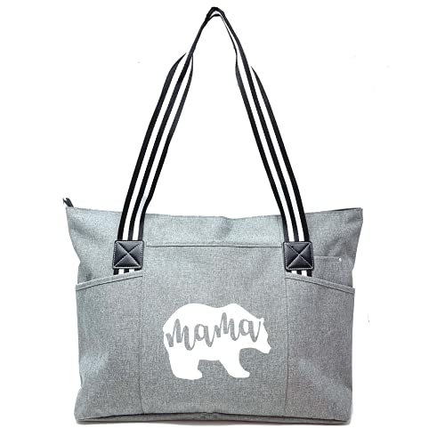 Image of Brooke & Jess Designs Mommy Bag for Hospital - Mama Bear Mom Tote Bag - Mom Bags for Women, Maternity Gift Bags for Mamas