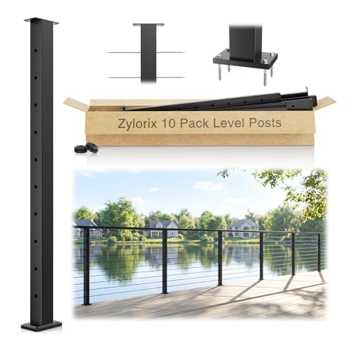 10 Pack 36" Modular Swageless Cable Railing Level Post for Decks