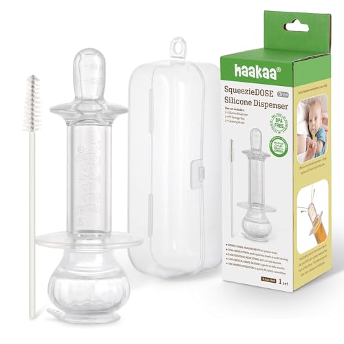 Haakaa SqueezieDOSE Silicone Liquid Dispenser (8ml) – Multi-Purpose Baby Feeding Syringe/Liquid Medicine Dispenser – Accurate Dosing for Kids’ Medication 0 Month +