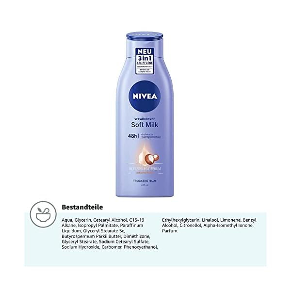 NIVEA Verwöhnende Soft Milk (400 ml), Body Milk für trockene Haut mit Tiefenpflege Serum, Feuchtigkeitspflege mit Shea… – Bild 7