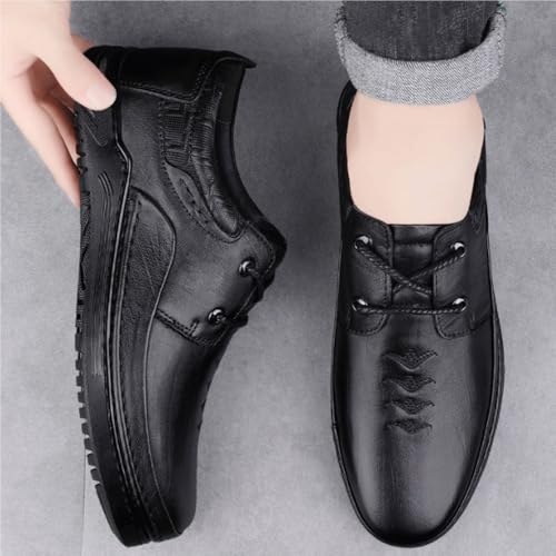 Men's Lace up Dress Shoes Genuine Leather Thickened Comfortable Round Toe Winter Business Casual Fashion Shoes for Middle Aged2