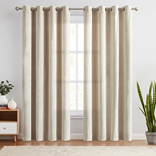 Lazzzy Velvet Curtains Beige Thermal Insulated Curtains 84 inch Long Drapes for Bedroom Living Room Darkening Noise Reducing Soft Luxury Window Treatments Grommet Curtains 2 Panels Beige Lazzzy Velvet Curtains Beige Thermal Insulated Curtains 84 inch Long Drapes for Bedroom Living Room Darkening Noise Reducing Soft Luxury Window Treatments Grommet Curtains 2 Panels Beige