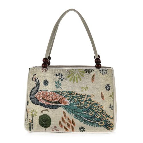 Image of Women Retro Embroidery Satchel Handbag Boho Vintage Handmade Double-Sided Animal Ethnic Hobo Tote Purse Shoulder Handbags