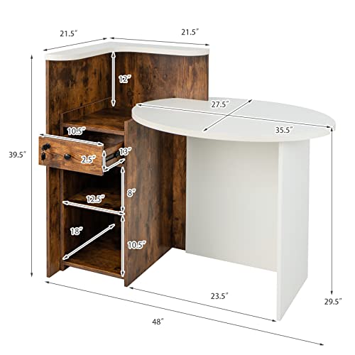 Tangkula Reception Desk, Front Counter Desk With Lockable Drawer & Adjustable Shelf, Oval Desktop, Retail Counter For Checkout, Computer Workstation For Salon Lobby Office, Home Office Desk #TOP4