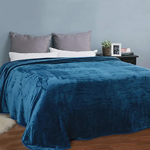 Image of Soft Blanket Warm Fuzzy Microplush Lightweight Thermal Fleece Blankets for Couch Bed Sofa,California King 102X108Inch,Peacock Blue