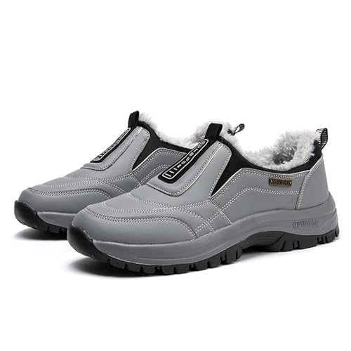 Mocasines para hombre, antideslizantes, para exteriores, informales, para ancianos, con suela de goma, para caminar, cómodos, sin cordones, gris, 38 2/3 EU