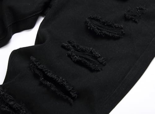 Men's Ripped Distressed Destroyed Straight Fit Washed Denim Jeans Pants4