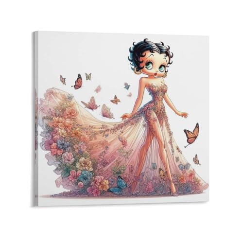 KBGDFSDF Betty Boop Poster (18) Canvas Poster Wall Art Decor Print Picture Paintings for Living Room Bedroom Decoration 12x12inch(30x30cm)