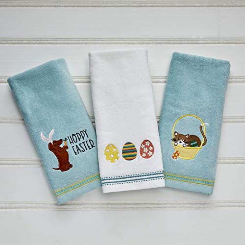 Image of SKL Home Hoppy Easter Hand Towel 2pc Set for Bath /Kitchen /Bar & Gift, Aqua