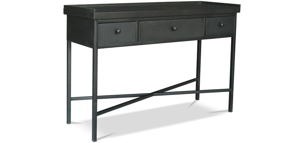 Industrial Style Console Vintage Industriale 3 Cassetti - Acciaio Nero