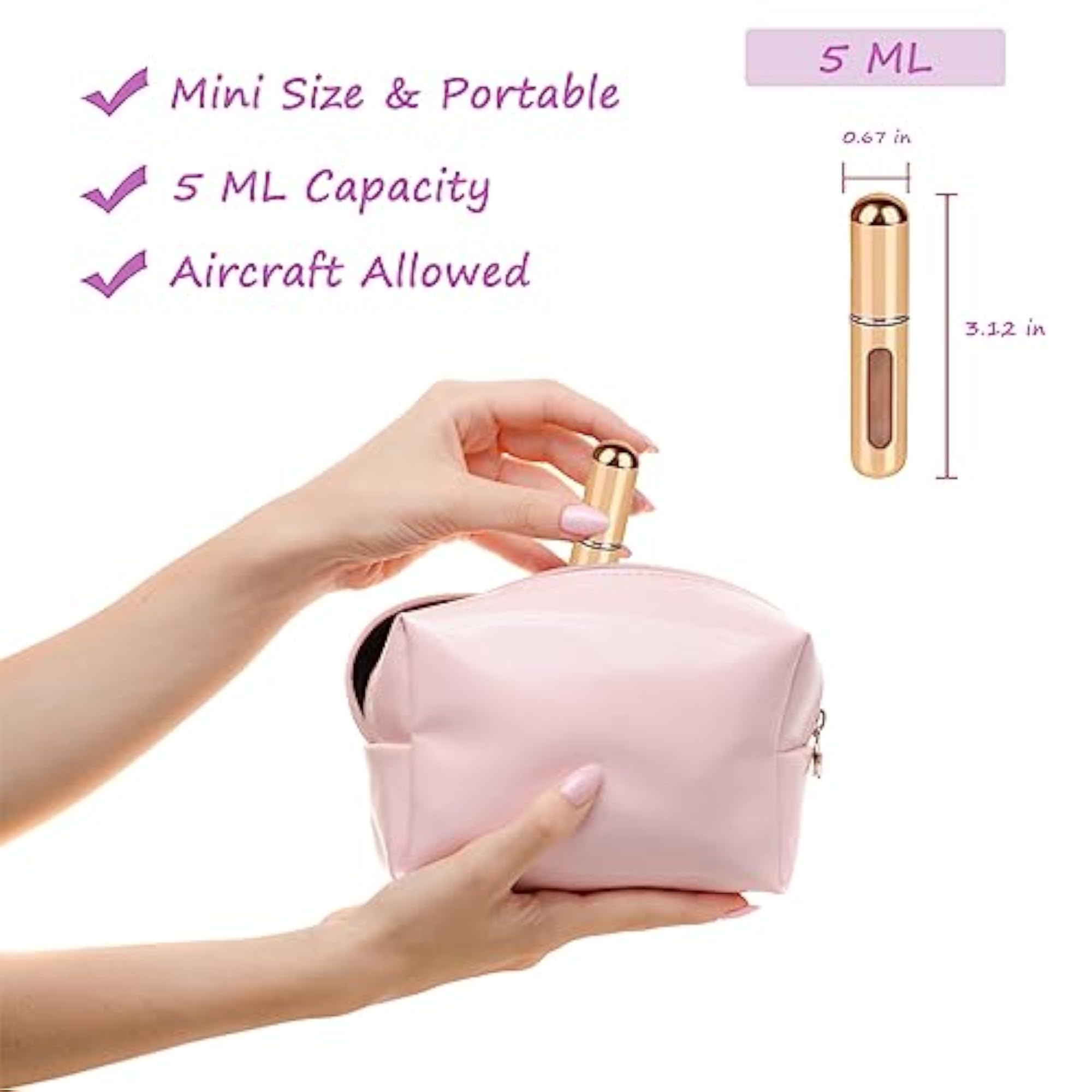 2 Pcs Portable Mini Empty Perfume Spray Bottles
