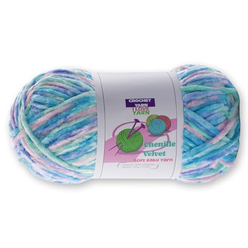 Image of Chenille Velvet Yarn for Crocheting, Ombre Fuzzy Fluffy Yarn for Crochet