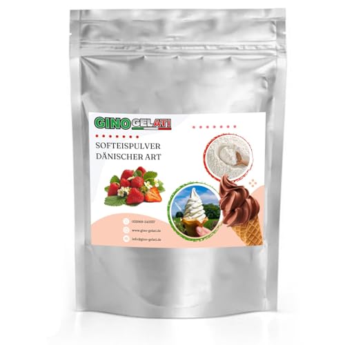 Gino Gelati Dänisches Softeis Pulver, fruchtiger Geschmack, verschiedene Geschmacksvarianten, schnell und einfach Zubereitet, Made in Germany, Eis selber machen (10 Kg, Erdbeere)